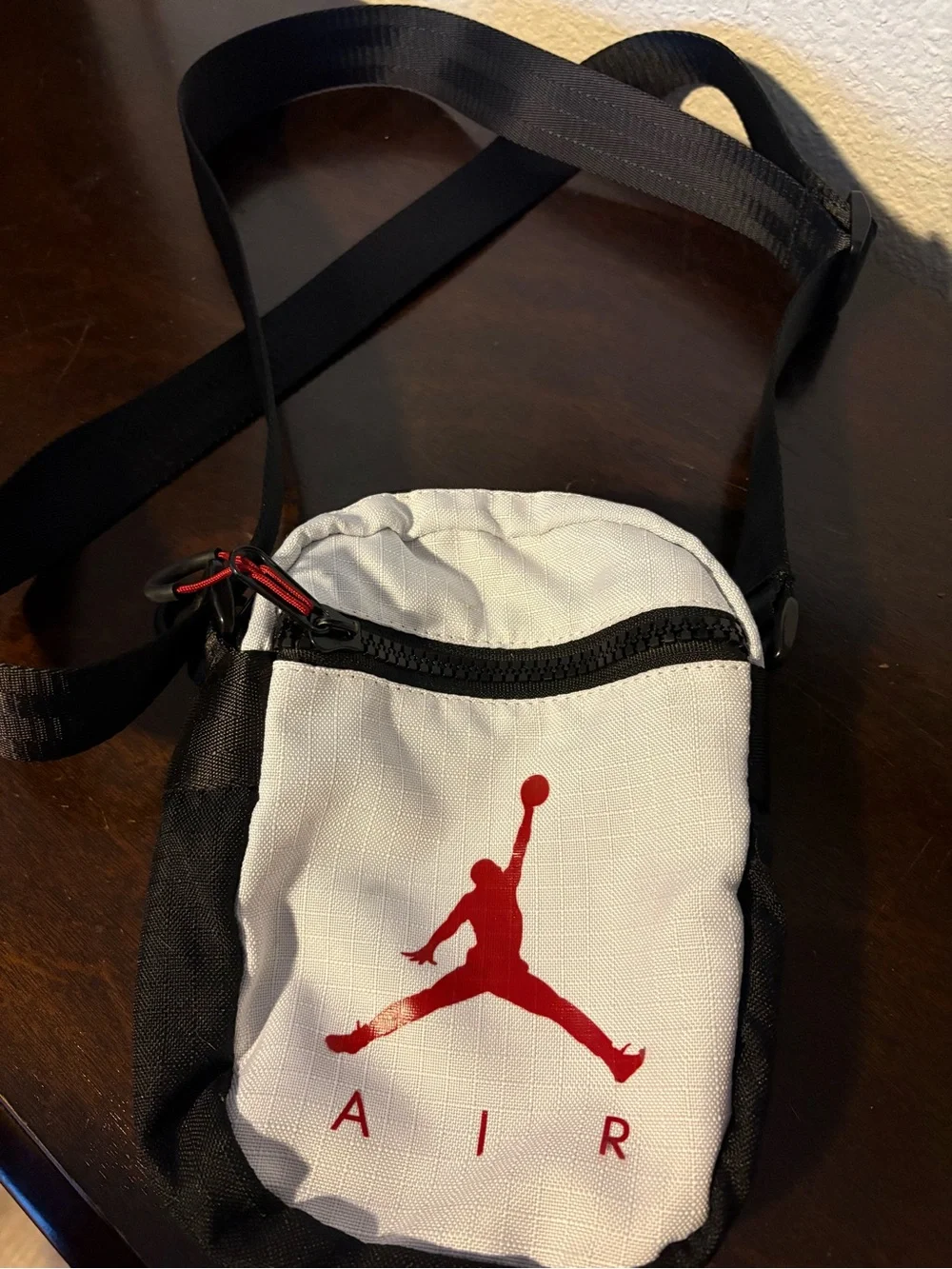 Jordan Small Crossbody Bag in White, Black and Red